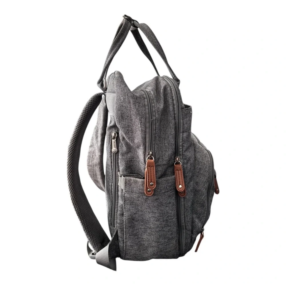 Ruvalino Diaper Bag Backpack Gray Gender Neutral Multi Pocket Compartments YW168